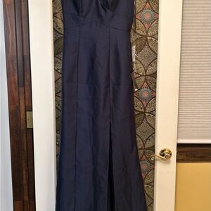 ALFRED SUNG Midnight Blue Strapless Gown